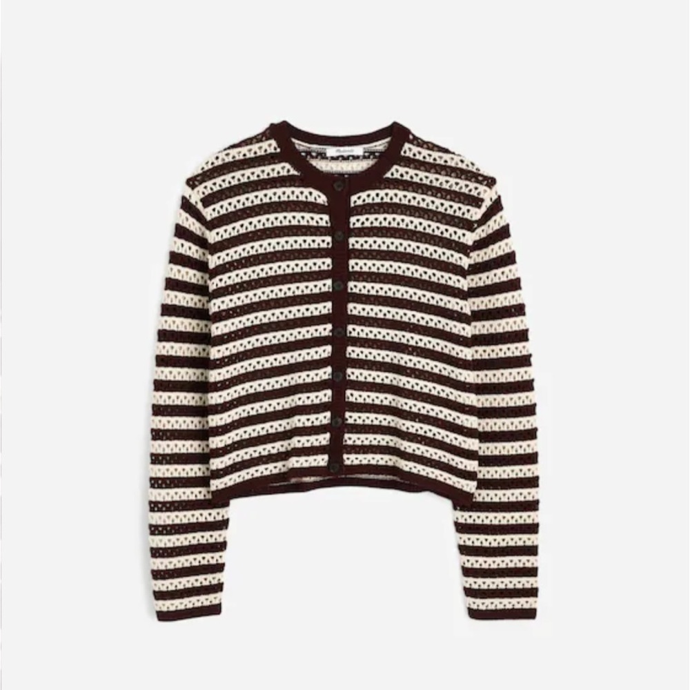 Madewell open stitch crewneck cardigan